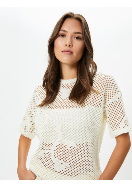 Kısa Kollu File Kazak Bisiklet Yaka Ajurlu