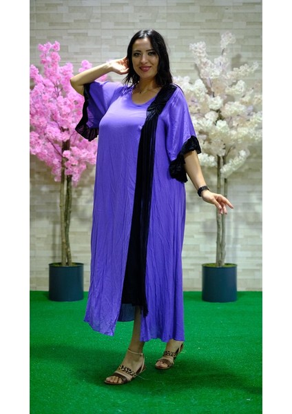 Kadın Bisiklet Yaka Makrome Detaylı Vual Pamuk Otantik Elbise fiyatları