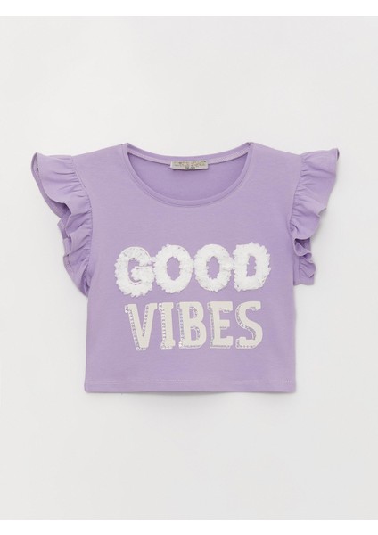 Kız Çocuk Fırfırlı Good Vibes Tişört
