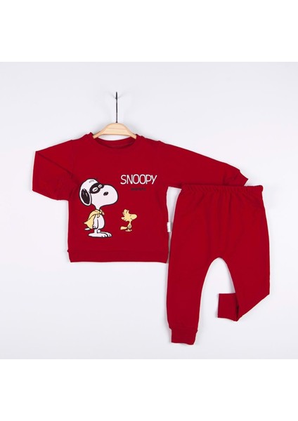 Baskılı 2 Li Sweatshirt Takım - ENEN0001045 - Bordo - 9-12 Ay