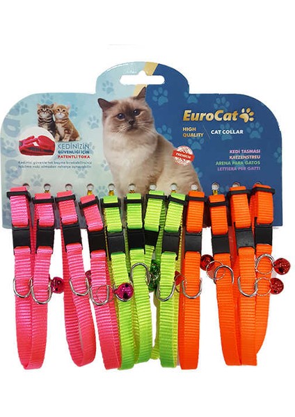 Kedi Boyun Tasması Renkli 10 mm x 28 cm 12 Adet