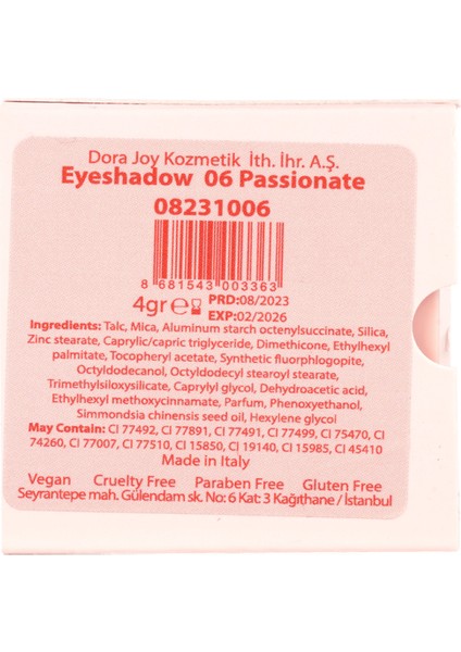 İkili Göz Farı 06 Passionate Duo Eyeshadow Vegan E Vitaminli