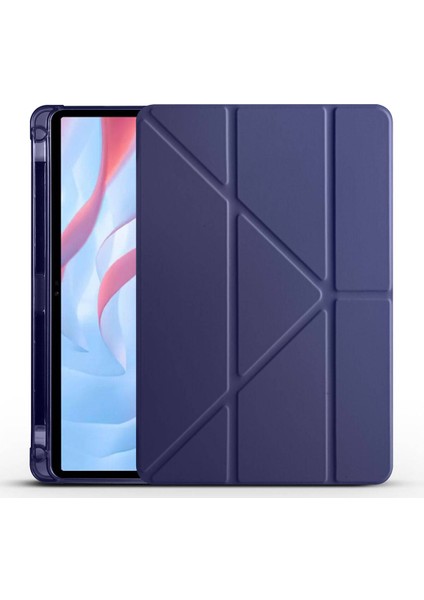 Huawei Honor Pad X9 11.5' Kılıf Yatay ve Dikey Standlı Uyku Modlu Kalemlikli Trifold Arkası Soft Silikon Smart Kılıf