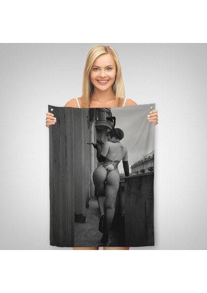 Siyah Beyaz Kadın Duvar Sanatı Duvar Sanatı Duvar Örtüsü - HALISI-5268 fiyatları