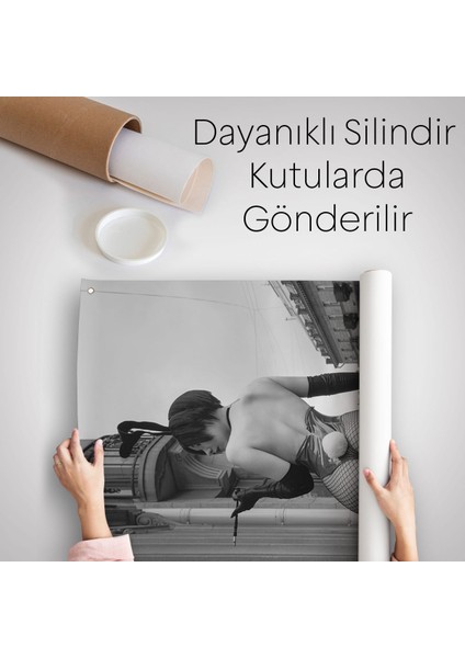 Siyah Beyaz Kadın Duvar Sanatı Duvar Sanatı Duvar Örtüsü - HALISI-5268 indirimleri