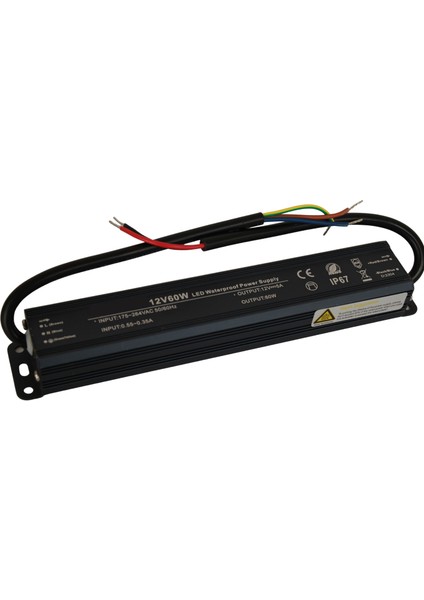 12 Volt 5 Amper 60 Watt Dış Cephe LED Adaptör IP67 Su Geçirmez