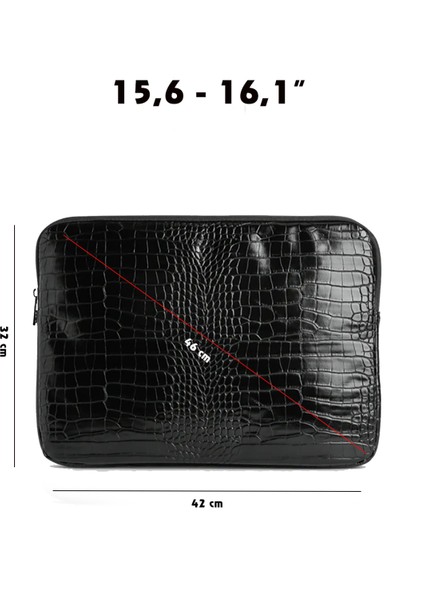 Siyah Kroko Desen 13-14-15.6-16 Inç Uyumlu Fermuarlı Kılıf Laptop & Notebook Çantası modelleri