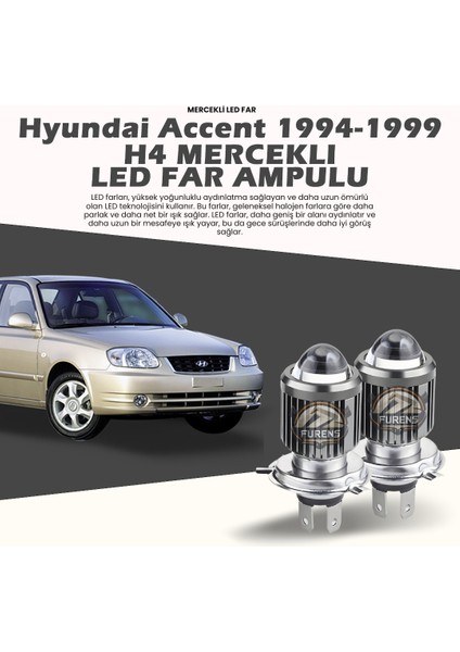 Hyundai Accent (1995-1999) Mercek LED Xenon Uzun - Kısa Çift Renk