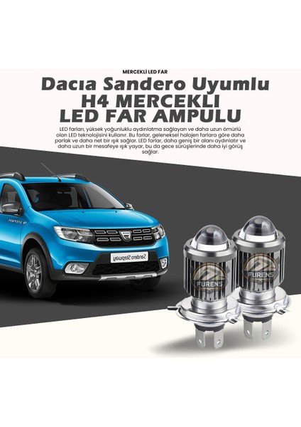 Dacia Sandero Için Uyumlu Şimşek Etkili Mercek LED Xenon Oto Ampulu Çift Renk