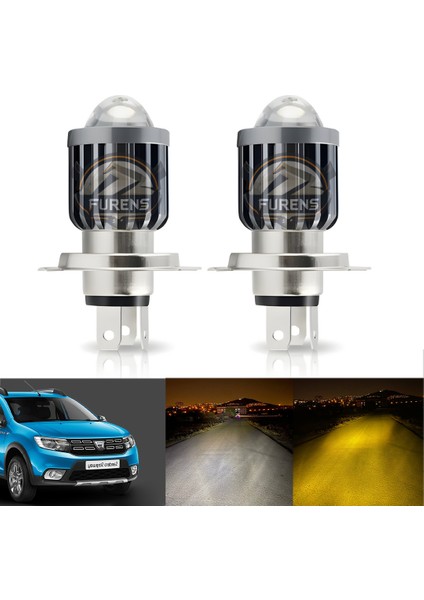 Dacia Sandero Için Uyumlu Şimşek Etkili Mercek LED Xenon Oto Ampulu Çift Renk