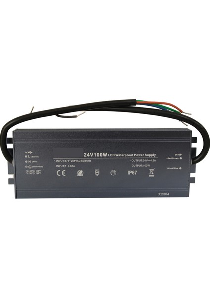 24 Volt 4,2 Amper 100 Watt Dış Cephe LED Adaptör IP67 Su Geçirmez