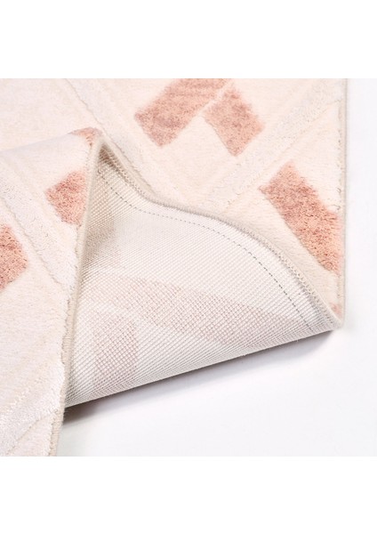 Pudra Geometrik Desen Modern Salon Halısı