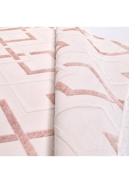Pudra Geometrik Desen Modern Salon Halısı