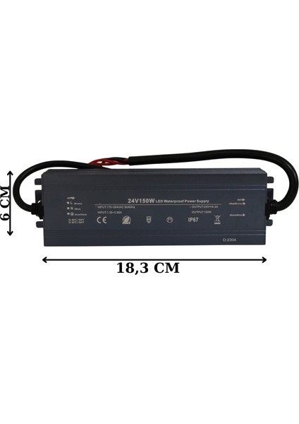 24 Volt 6,3 Amper 150 Watt Dış Cephe LED Adaptör IP67 Su Geçirmez