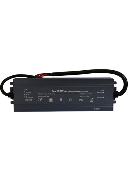 24 Volt 6,3 Amper 150 Watt Dış Cephe LED Adaptör IP67 Su Geçirmez