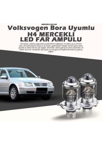 Vw Bora Uyumlu Mercek LED Xenon Uzun - Kısa Çift Renk Şimşek Etkili