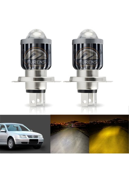 Vw Bora Uyumlu Mercek LED Xenon Uzun - Kısa Çift Renk Şimşek Etkili