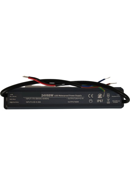 24 Volt 2,5 Amper 60 Watt Dış Cephe LED Adaptör IP67 Su Geçirmez