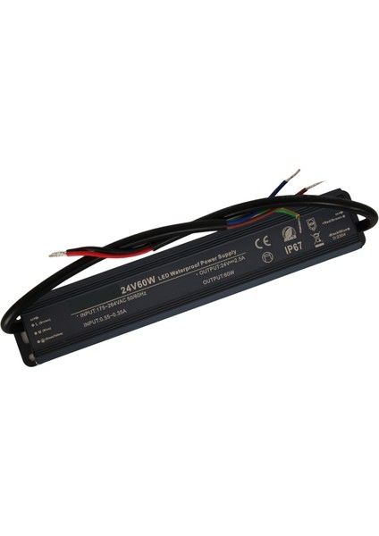 24 Volt 2,5 Amper 60 Watt Dış Cephe LED Adaptör IP67 Su Geçirmez
