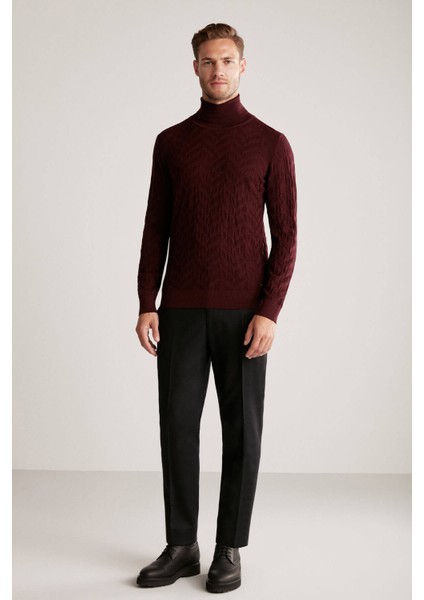 Ipek Karışım Boğazlı Yaka Bordo Merino Yün Triko fiyatları