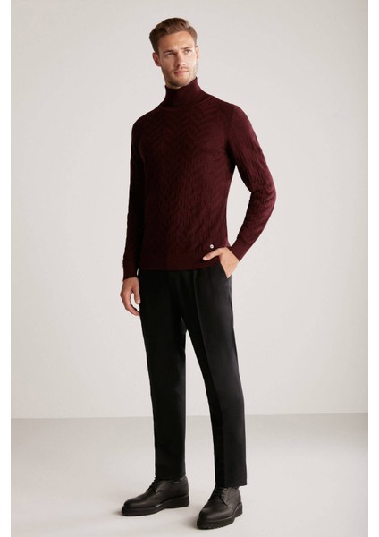 Ipek Karışım Boğazlı Yaka Bordo Merino Yün Triko indirimleri