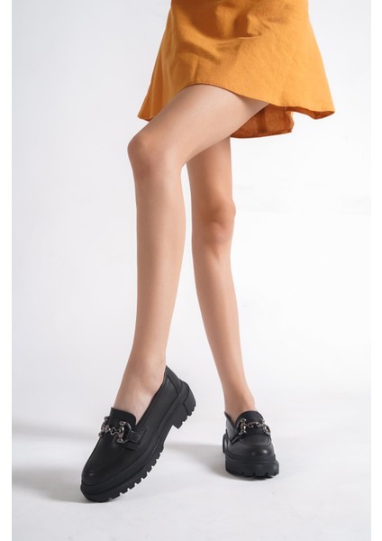 Kadın Günlük Loafer Suni Deri Oval Burunlu Metal Tokalı 6 cm fiyatları