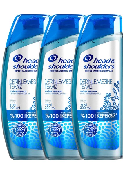 Head & Shoulders Derinlemesine Temiz Şampuan Saç Derisi Detoksu 300 ml x 3