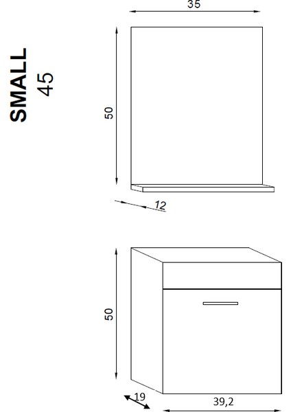 Small 45 cm Beyaz Banyo Dolabı