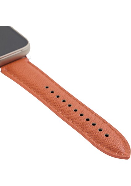 Apple Watch Deri Kordon Ultra 2 9 8 SE2 7 6 Se 5 4 3 2 1 serisi 49mm 45mm 44mm 42mm Uyumlu Kadın Erkek için Uniseks Turuncu Kayış