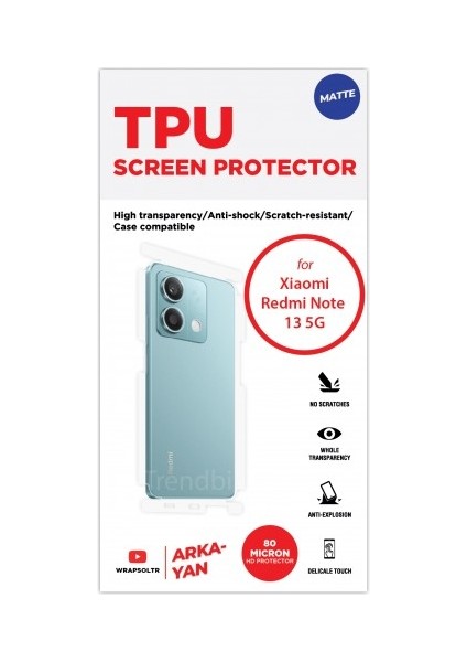 Xiaomi Redmi Note 13 5g Mat Arka ve Yan Koruyucu Tpu Film