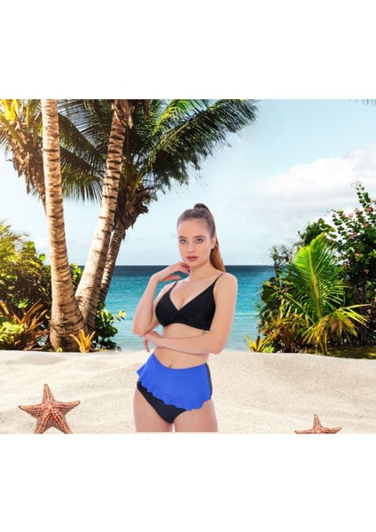 Volanlı Fraset Renkli Bikini
