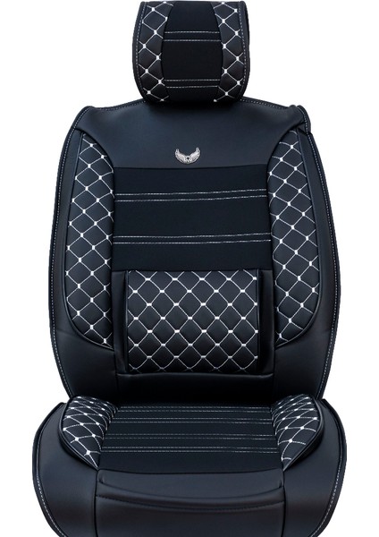 nissan Note Yeni Uyumlu Lüx Deri Oto Koltuk Kılıfı Ön Arka Set Unıverse Serisi Siyah Beyaz modelleri