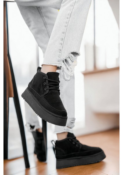 Ugy Siyah (4.5 Cm) Içi Kürklü Bağcıklı Günlük Kullanım Bot fiyatları