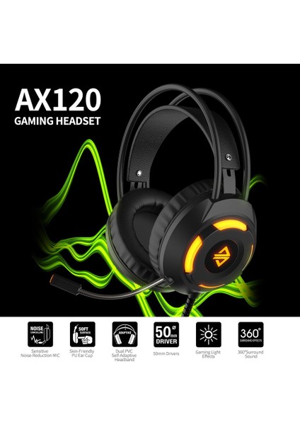 Ajazz AX120 USB Kablolu Kulaklık 3,5 mm Stereo Oyun (Yurt Dışından)