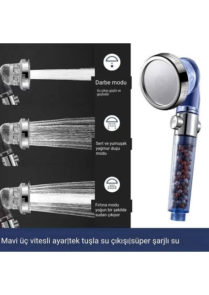 Negatif Iyon Duş Başlığı Seti Tek Kafa Duş Güçlendirici Duş Banyo Musluğu Su Isıtıcı Banyo Isıtıcısı (Yurt Dışından)