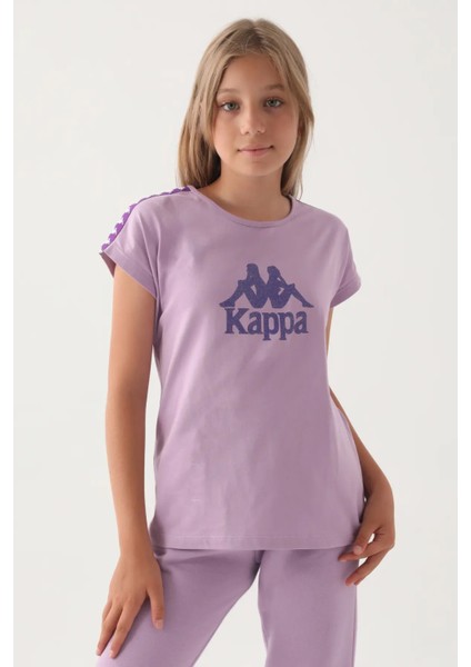 Kappa Lila Kol Detay Ön Baskılı Kız Çocuk T-Shirt