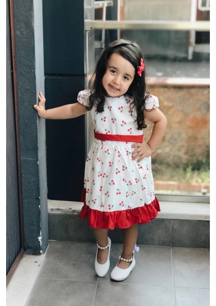 Kız Bebek Çocuk Yazlık Elbise Kısa Kollu Astarlı Elbcckdsn
