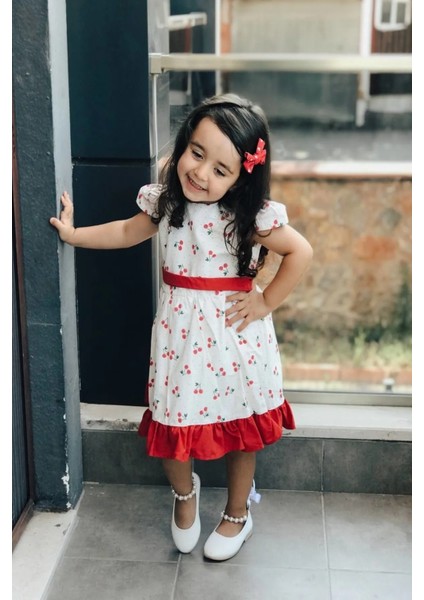 Kız Bebek Çocuk Yazlık Elbise Kısa Kollu Astarlı Elbcckdsn