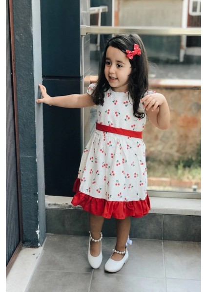 Kız Bebek Çocuk Yazlık Elbise Kısa Kollu Astarlı Elbcckdsn
