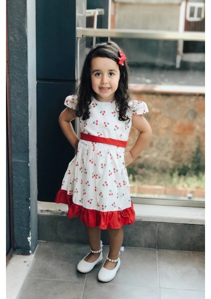 Kız Bebek Çocuk Yazlık Elbise Kısa Kollu Astarlı Elbcckdsn