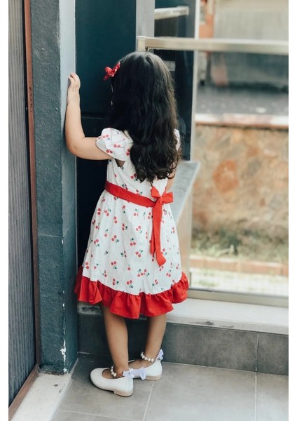 Kız Bebek Çocuk Yazlık Elbise Kısa Kollu Astarlı Elbcckdsn