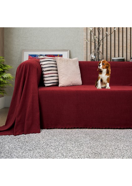 Kaymaz Koltuk Örtüsü Çift Taraflı Mikrofiber Şönil 175x300 cm Bordo – Kedi Köpek ve Çocuk Dostu
