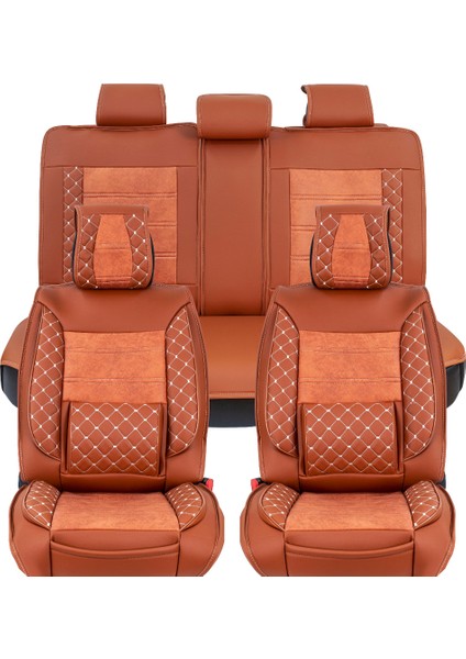 Seat Ateca Uyumlu Lüx Deri Oto Koltuk Kılıfı Ön Arka Set Unıverse Serisi Tarçın