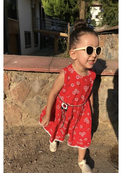 Kız Bebek Çocuk Yazlık Elbise Kısa Kollu