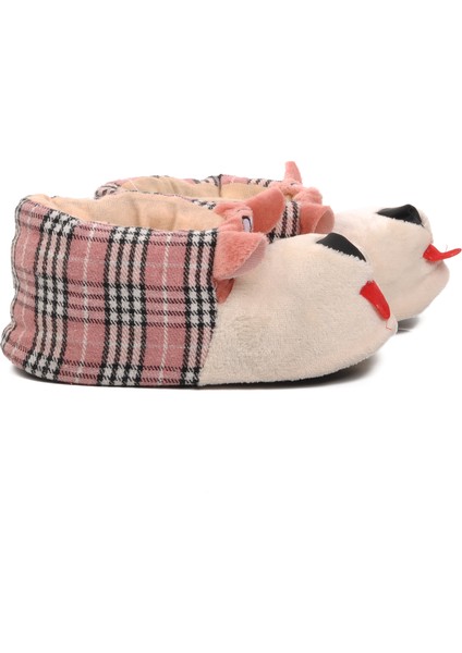 Köpekli Pembe-Bej Kadın Panduf
