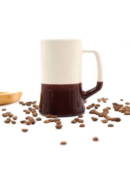 Hans Seramik Kupa 350 ml Kahverengi Krem