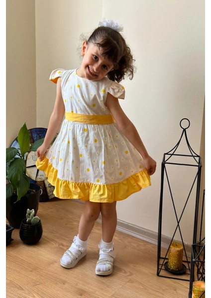 Kız Bebek Çocuk Yazlık Elbise Kısa Kollu Astarlı Elbcckdsn