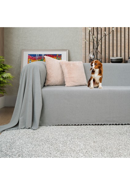 Kaymaz Koltuk Örtüsü Çift Taraflı Mikrofiber Şönil 175x300 cm Taş – Kedi Köpek ve Çocuk Dostu
