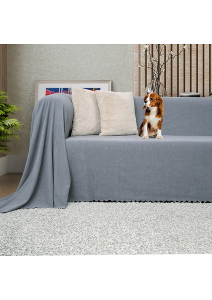 Kaymaz Koltuk Örtüsü Çift Taraflı Mikrofiber Şönil 175x300 cm Gri – Kedi Köpek ve Çocuk Dostu