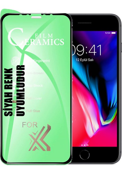 iPhone 8 Ekran Koruyucu 9d Seramik Nano Tam Kaplayan Kavisli Iphone 8-Siyah